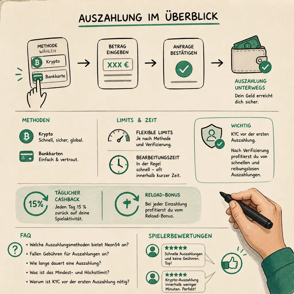 Neon54 Auszahlung – Methoden, Limits und Bearbeitungszeit visual guide for Neon54